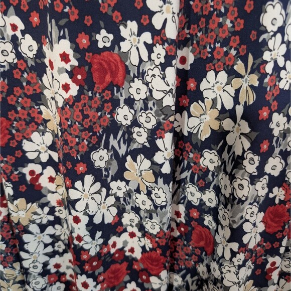 Kaileigh Floral Faux Wrap Dress Navy Red Size XLarge Dark Fairy Whimsygoth - Picture 10 of 10